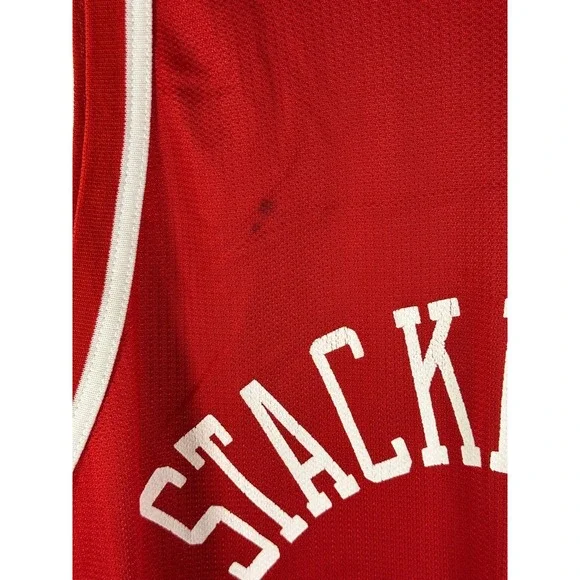 Champion NBA 76ers Jersey Mens 48 Stackhouse 42 Red Sewn Logos Mesh Vintage - Picture 8 of 9